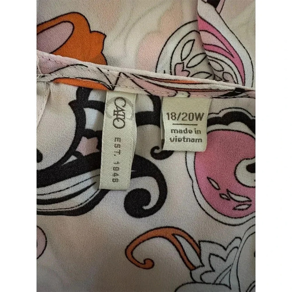 Cato Cold Shoulder Blouse Plus Size 18/20W Pink/Orange Geometric Tunic #003 - Picture 6 of 7